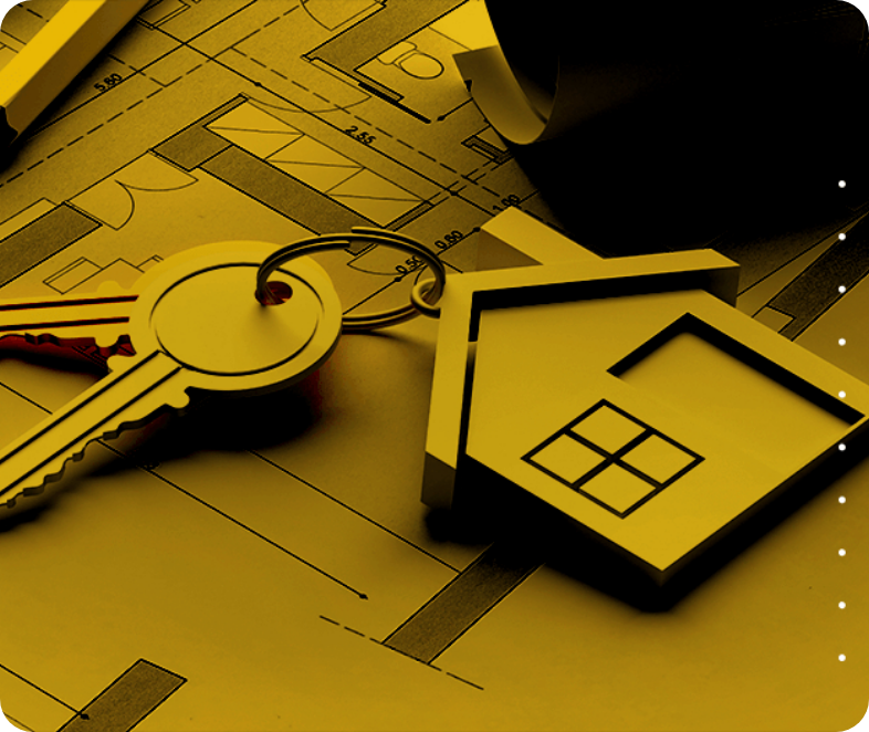 House keys on blueprint – Capstone Realty home buying and selling